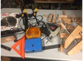 Toll Assortment, Hand Sander, Jigsaw, Clamps And More