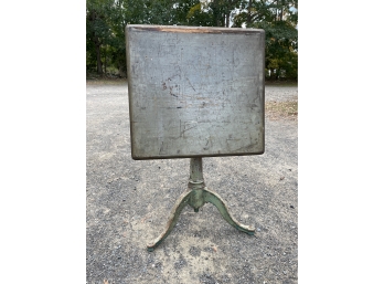 Antique Industrial Cast Iron Pedestal Base Drafting Table With Green Paint