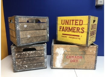 Antique Metal & Wood Beverage Crates