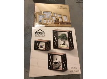 10 Piece Picture Frame Set Plus Set Of 3 Wall Cubes