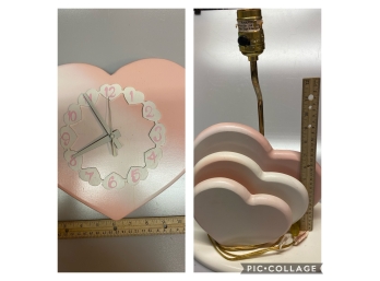 Wooden Hearts Lamp & Clock