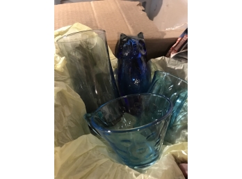 Blue Assorted Glassware