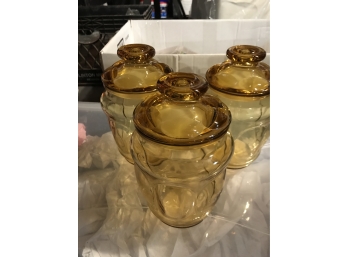 2 Sets Amber Glass Canisters