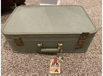 Vintage Green Suitcase With Pan-Am Tag