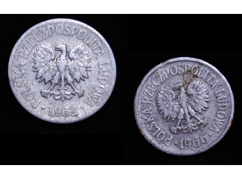 Lot Of 2 Polish Coins  1962  20 Groszy Eagle & 1966  10 Groszy Eagle  (pbk2)