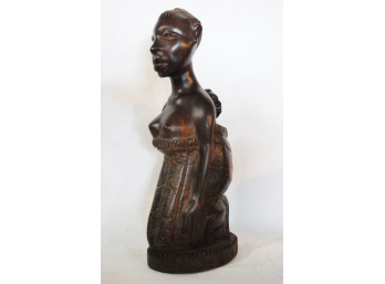 Vintage African Blackwood Hand Carved Tribal Folk Art Wood Sculpture Statue