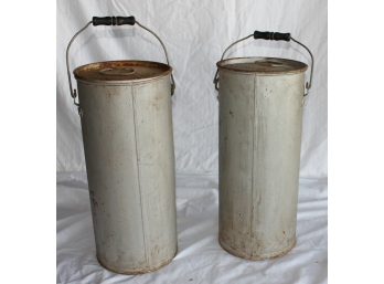 Lot Of 2 Steel Cylinders With Lids 20 Inches High