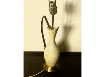 Vintage Mid Century Modern Ceramic Pitcher Shaped Lamp Bronze Handle