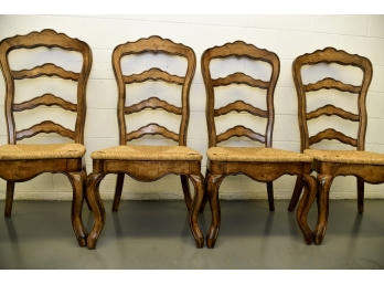 4 Amazing Walnut With Rush Seat Chairs  21.5x19x46