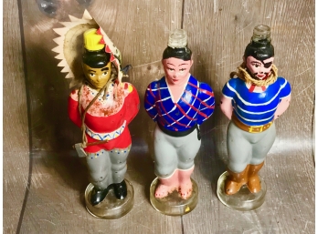 Set Of 3 Vintage Liquor Bottles Decanters - Red Indian- Pirates