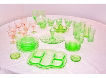 Green Depression Glass Grouping