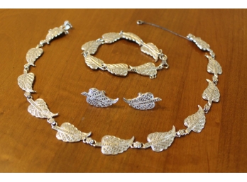Sterling Leaf Bracelet, Earrings & Necklace