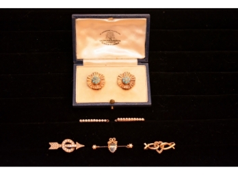 Victorian Era Gold And Turquoise Grouping