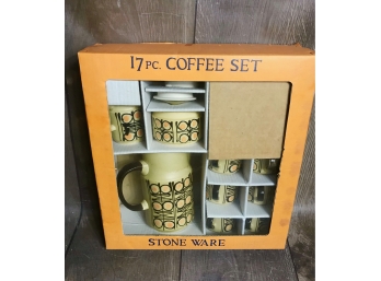Mid Century Modern 1960's Brand New In Box 17 Piece Stone Ware Coffee Set Made In Japan