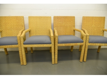 4 Incredible Weaved Leather Arm Chairs 22.5x21x36