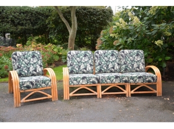 1940's Vintage Rattan Seating Area With Cushions