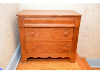 Early 19th Century Serpentine Front  Pine Chest Of Drawers