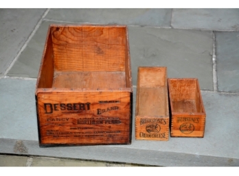 3 Vintage Wooden Boxes - Storage