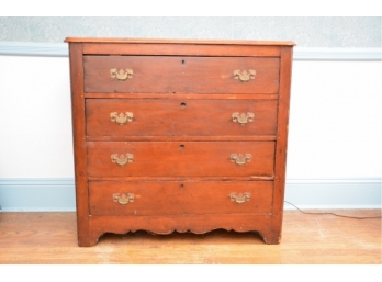 1790's Cherry Wood 4 Drawer Chest - New England