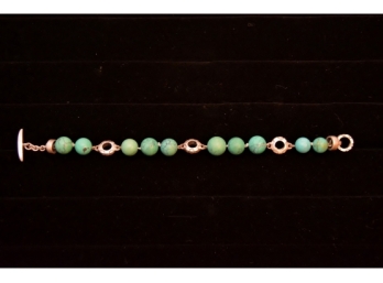 'Lisa Jenks 'Modernist Turquoise And Sterling Bracelet