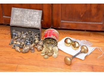 Antique Victorian Bronze Brass Door Knobs And Finials