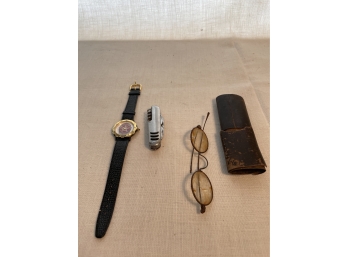 Assorted Lot - Antique Glasses- Watch- Pocket Knife