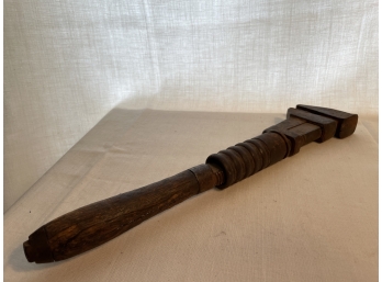 Antique Wood Handle Monkey/pipe Wrench