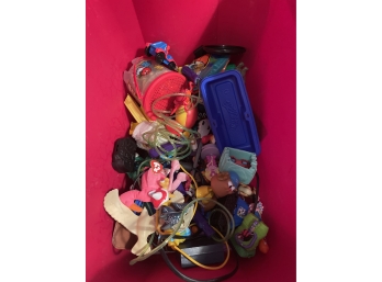 Tote Of Vintage And Modern Loose Toys