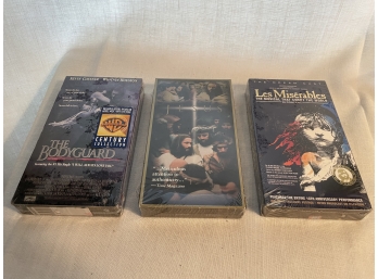 3 Sealed VHS- The Bodyguard- Jesus- Les Miserable