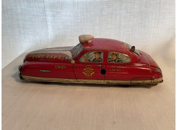 Vintage Tin Friction Fire Chief Car -- Japan