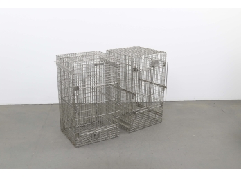 Pair Of Stainless Steel Animal Cages
