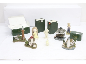 Group Of Collectible Lighthouses, Snow Babies, Precious Moments Figures.