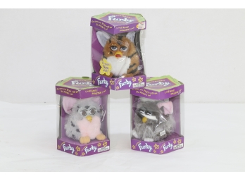 Group Of 3 Electronic Furby Toys In Original Packaging