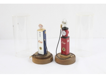 2 Esso Gas Pump Statues In Acrylic Displays