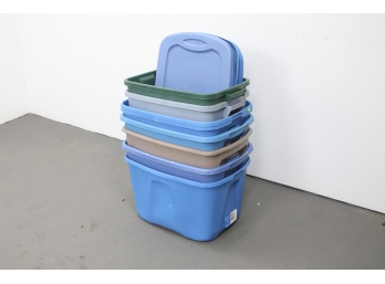 Group Of 8 Assorted Storage Bins With Lids
