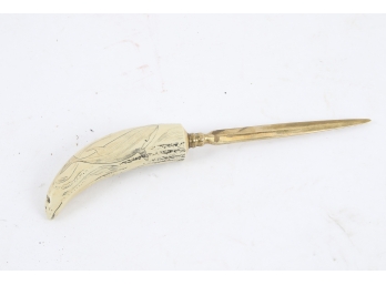 Scrimshaw Replica Whale Tooth Handled Letter Opener