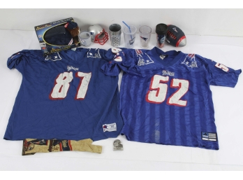 Box Lot Of New England Patriots Collectibles #1