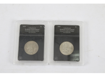 Group Of 2 Susan B Anthony Encapsulated Brilliant Uncirculated Dollar Coins