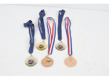 Group Of 5 Tae Kwon Do  Medals