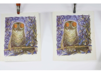 Group Of 2 Lithographs 'The Watcher'