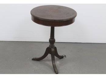 Round Mahogany  Side Table With Brass Claw Feet