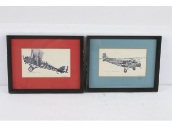 Pair Of Airplane Prints By Roy Andersen