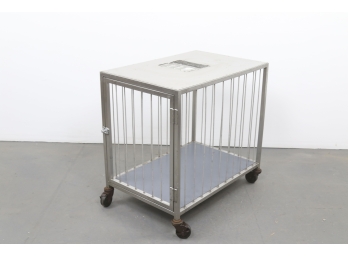 Stainless Steel Animal Cage On Casters.