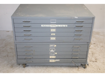 Safco 10 Drawer Blue Print Cabinet With Dolly