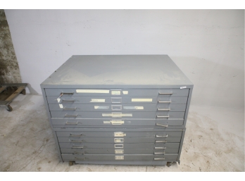 Safco 10 Drawer Blue Print Cabinet With Dolly