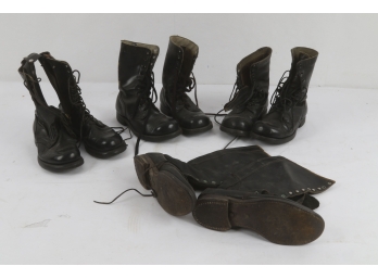 4 Pairs Of Vintage Leather Boots