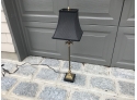 Nice Brass Stick Lamp With Black Square Shade
