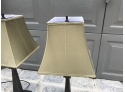 Pair Table Lamps With Green Square Shades