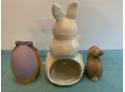 Bunny Tea Light Holder, Bunny Egg,(small Paint Missing Spot See Picture) Candle Holder (missing Candle)