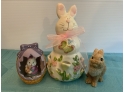 Bunny Tea Light Holder, Bunny Egg,(small Paint Missing Spot See Picture) Candle Holder (missing Candle)